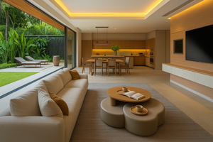 Meubles de maison complets de luxe modernes écologiques en bois massif de haute qualité, design d'intérieur, ensembles de salon, OE HOME Villa - Product Image 5