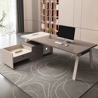 Bureau de direction en L en bois avec tiroirs, mobilier de bureau moderne pour PDG - Vente chaude
