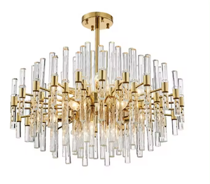 Zeal Lighting Modern Luxury Gold Crystal tube Chandelier Lámpara colgante para sala de estar - Product Image 4