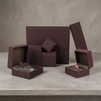 Boîte à bijoux en PU marron de luxe Zebopak, logo personnalisé, ensemble de boîtes professionnelles pour colliers et bagues, emballage de bijoux en gros, vente en gros