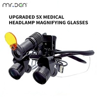 5X Head Mounted Dental Surgical Loupes with LED Headlight Binocular Magnifier for Dentist ENT Surgery