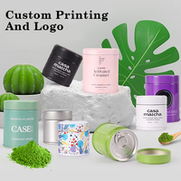 Boîte en étain ronde hermétique de 30g pour poudre de matcha de qualité alimentaire, écologique, petite boîte en étain pour poudre de café ou de thé vert, emballage scellé