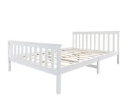 Maßgefertigtes Modernes Doppelbett aus Massivem Kiefernholz 196x143cm 4'6ft Robustes Kopfteil Umweltfreundlich Langlebig Weiß mit Stauraum