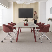 Design élégant Salle de conférence longue kaki simple Table de réunion moderne pour le bureau