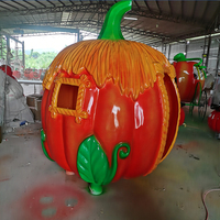 Sculpture de maison citrouille en fibre de verre personnalisée pour Halloween, 200 cm, étanche, résistante aux UV, pour aménagement paysager, événements, fêtes et décorations de vacances