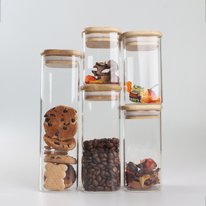 Pots <span class=keywords><strong>en</strong></span> faïence de verre de stockage de cuisine de couleur transparente personnalisée <span class=keywords><strong>en</strong></span> Chine pots d'épices et d'aliments imprimés avec couvercles - Product Image 1