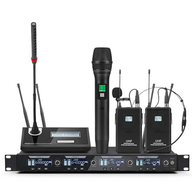 Consumer Electronics UHF Wireless Microphones System Lavalier Lapel Mics for Church Conference Performance