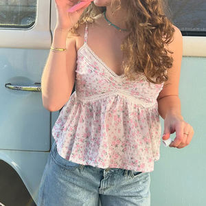 Camisola Ecológica de Estilo Resort con Estampado Floral, Cuello en V, Diseño en Línea A y Tirantes para Mujer - Product Image 3