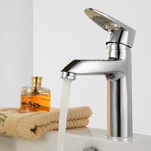 Grifo monomando para lavabo, cromado, de un solo orificio, montado en el encimera, con válvula de cerámica - Product Image 1