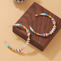 Boucles d'oreilles créoles en perles de riz et argile polymère, colorées, inspirées de la dopamine, douces, pour femmes, en forme de C