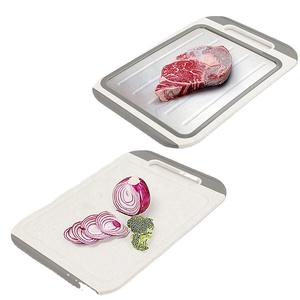 Planche à découper de cuisine carrée en acier inoxydable écologique, double face, avec fonction de décongélation, couleur et logo personnalisables pour la viande - Product Image 2