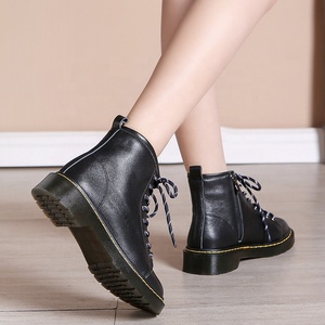 Botines de Piel Vacuna Estilo Británico para Mujer, Forro de Piel, Diseño Sólido, Cuero Genuino, Botines Cortos de Felpa para Otoño e Invierno - Product Image 2