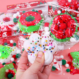 Christmas <b>Squishy</b> Toys Xmas Fidget Squeeze Toy Glitter Donut <b>Cat</b> Paw Stress Relief Sensory Holiday Party Favors Gift - Product Image 3