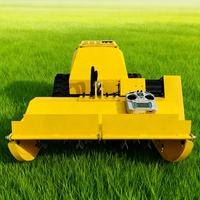 Tondeuse à chenilles autopropulsée à essence télécommandée, industrielle, 4 temps, 190 cm³, 3000 W, fonction mulching, largeur de coupe 80 cm, hauteur de coupe 0-20 cm, vitesse de déplacement 1 m/s, 270