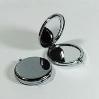 Miroir de retouche portable double face pliable pour maquillage en métal Miroir de logo personnalisé UV imprimé au laser