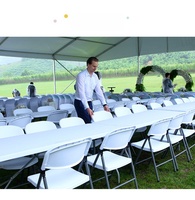 Table pliante en PEHD 1,8 m, durable et légère, pour extérieur, salle à manger, hôpital, cour, mariage, réunion, événements, blanche