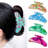 Pince à cheveux florale en acrylique imprimée YJL, vente en gros, logo personnalisé, forme et couleur, grande taille 11 cm