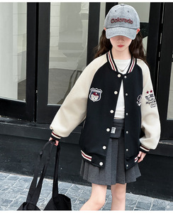 Chaqueta de Béisbol Informal para Niñas, Transpirable, de Poliéster/Algodón, con Estampado de Dibujos Animados, Cierre de Botones, para <span class=keywords><strong>Adolescentes</strong></span>, Primavera/Otoño - Product Image 6