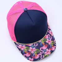 Print Trucker Pet voor Dames, Mesh Achterkant, Boutique Baseball Pet, Tweekleurige Trucker Pet, Lege Pet met Mesh Achterkant voor Aangepast Logo, OEM/ODM