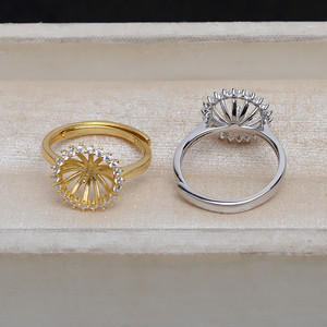 Anillo de Plata S925 con Diseño de Flor de Sol, Ajustable para Dedos 10-11, 4938, Accesorios de Perlas, Soporte Vacío para Joyería, Componentes y Fornituras - Product Image 3