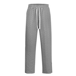 Nouveau pantalon de sport décontracté pour homme, couleur unie, jacquard, tricot torsadé, taille élastique avec cordon de serrage, grande taille, respirant, vêtements de loisirs - Product Image 4