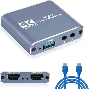 Kartu Capture 4K HDMI Ke USB 3.0, Perangkat Perekam Game Streaming Langsung Loop-Out HDMI Yang Kompatibel Windows Linux OBS OS X