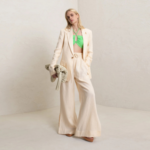 Nuovi arrivi biancheria con coulisse vita larga gambe caviglie spacca pantaloni da donna giacca abito - Product Image 3