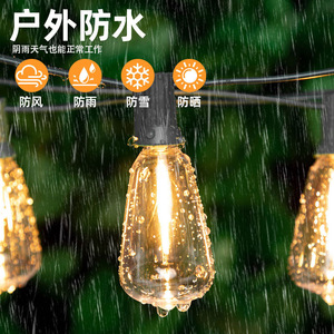ไฟ LED สายยาวกันน้ำสำหรับภายนอกอาคาร IP65 หลอดแก้ว 2700K แสงวอร์มไวท์ สำหรับตกแต่งสวน - Product Image 1