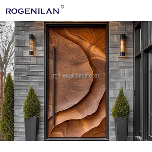 रोजेनिलन विला लक्जरी 3 डी कार्विंग कास्ट एल्यूमीनियम बाहरी सामने प्रवेश द्वार बाहरी अद्वितीय डिजाइन सुरक्षा दरवाजे - Product Image 1