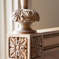 Lit double en bois massif de style américain, lit sculpté, lit de chambre principale, lit de mariage, lit de villa ou d'hôtel