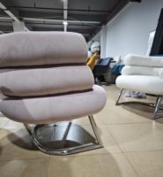 Fauteuil d'appoint en velours et cuir véritable, design nordique classique de luxe moderne, pour hôtel et villa