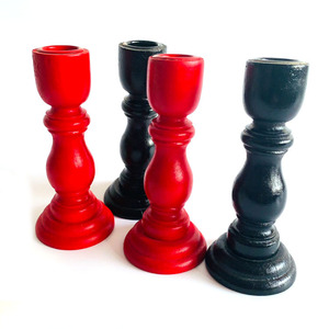 Wooden <b>Candlesticks</b> Red And <b>Black</b> Column Shape Rosewood Home Decoration Wedding Props - Product Image 1