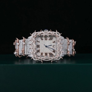 Very day Watch White Gold Diamond Watch Roman Dial on <b>Face</b> Quartz Watches for Export Sale Hip Hop Moissanite Watch - Product Image 2