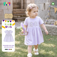Robes personnalisées pour filles Puresun, printemps, Mardi Gras, 100% coton, rayées, nœud brodé, 1 à 6 ans, vente en gros