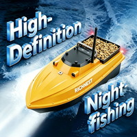 RichNest Bateau à appâts en plastique ABS avec sondeur de poissons, télécommande 500M, positionnement GPS, capacité de charge 3KG, couleur personnalisable disponible, fonction de croisière