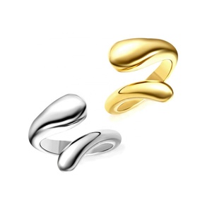 แหวนสแตนเลสชุบทอง 18K คุณภาพสูง ขายส่ง แหวนเปิดรูปทรงหยดน้ำ แฟชั่นสำหรับผู้หญิง แหวนหมั้นกันน้ำ - Product Image 1