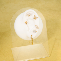 SET Anting-anting Cantik NEW BOHO CROWN MINI BUTTERFLY ZIRCON, Anting-anting Dazan INS Lapisan Emas 18k, Baja Anti Karat Hipoalergenik