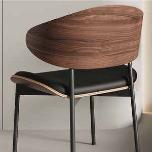 Sedia da Pranzo Nera e Oro di Lusso, Stile Nordico <span class=keywords><strong>in</strong></span> <span class=keywords><strong>Legno</strong></span>, Metallo, Tessuto e Pelle, Set per Sala da Pranzo, Arredamento Moderno per Casa e Ristorante - Product Image 5