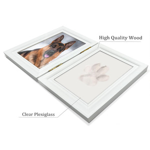 Pet Photo <b>Frame</b> Foldable Paw Print Keepsake White Plastic Rectangle Modern Simple Design For Dog Cat <b>Memorial</b> - Product Image 4