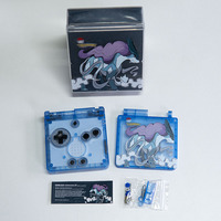 Coque de remplacement transparente bleue de qualité supérieure avec design Suicune et boîte personnalisée pour Game Boy Advance SP avec impression UV