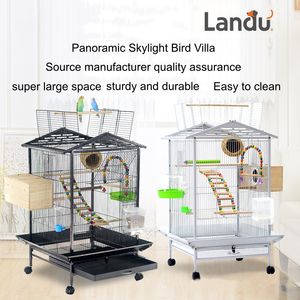 Elegante Gabbia Pieghevole per Uccelli, Stile Domestico, per Piccoli Volatili, Design Multilivello, Vassoio Rimovibile, Ruote Girevoli - Product Image 2