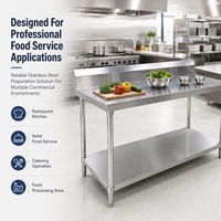 Table de préparation professionnelle en acier inoxydable pour restaurant, hôtel, traiteur, équipement de cuisine