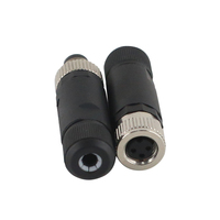 Connecteur de capteur IP67 à filetage, code A/B/D, angle droit, vis, coque en plastique, prise de câble, prise M8, 3 broches, 4 broches, cuivre
