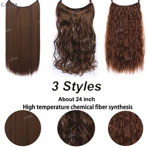 CALYIA 24 pulgadas alambre Invisible sin Clips en extensión de cabello línea de pescado secreto pieza de cabello extensión de cabello rizado recto para mujeres - Product Image 2