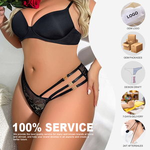 Tanga Sexy de <span class=keywords><strong>Encaje</strong></span> para Mujer Talla Grande, Bragas Transparentes y Transpirables para Chicas Jóvenes, Ropa Interior Femenina con Tres Cinturones - Product Image 5