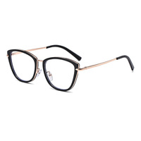 95290 Nouvelles lunettes anti-lumière bleue à monture métallique TR90, design œil-de-chat artistique et tendance, verres AC pour femmes adultes