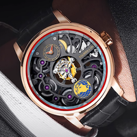 Montres mécaniques haut de gamme à cadran squelette et tourbillon, en acier, pour hommes d'affaires, conçues et fabriquées en usine en séries, pour marque privée