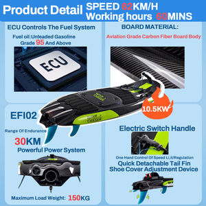 Tabla de Surf a Gasolina RAPTOR EFI 02 de 62KM/H para Alquiler en Playa, Ideal para Negocios de Deportes Acuáticos - Product Image 2