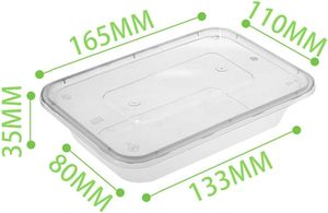 Disposable 1500ml Food Packaging <b>Containers</b> Transparent Fruit Rice Rectangular PP Plastic Take Out Lunch Boxes With Lid - Product Image 4