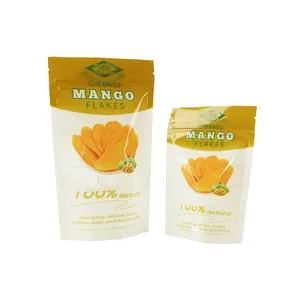 Vente en gros de pochette d'emballage en plastique pour collation mangue fruits secs avec logo personnalisé sac d'emballage en mylar pour aliments secs
